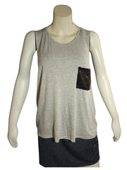 Light Grey Tank Top with Sequin Pocket – Zenana Outfitters 2X