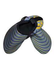 Diva General Kids' Grey, Black, and Yellow Stripe Water Shoes – Size 24/25 Durable Aquatic Footwear