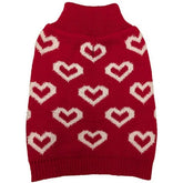 Fashion Pet All Over Hearts Dog Sweater Red