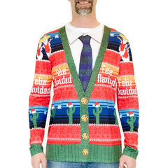 Faux Real Red 'Feliz Navidad' Cardigan Tee