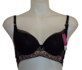 Lingyuli Black & Tan Embroidered Bra