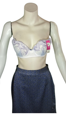 Lingyilu White & Purple Lace Push Up Bra (40 has no straps)