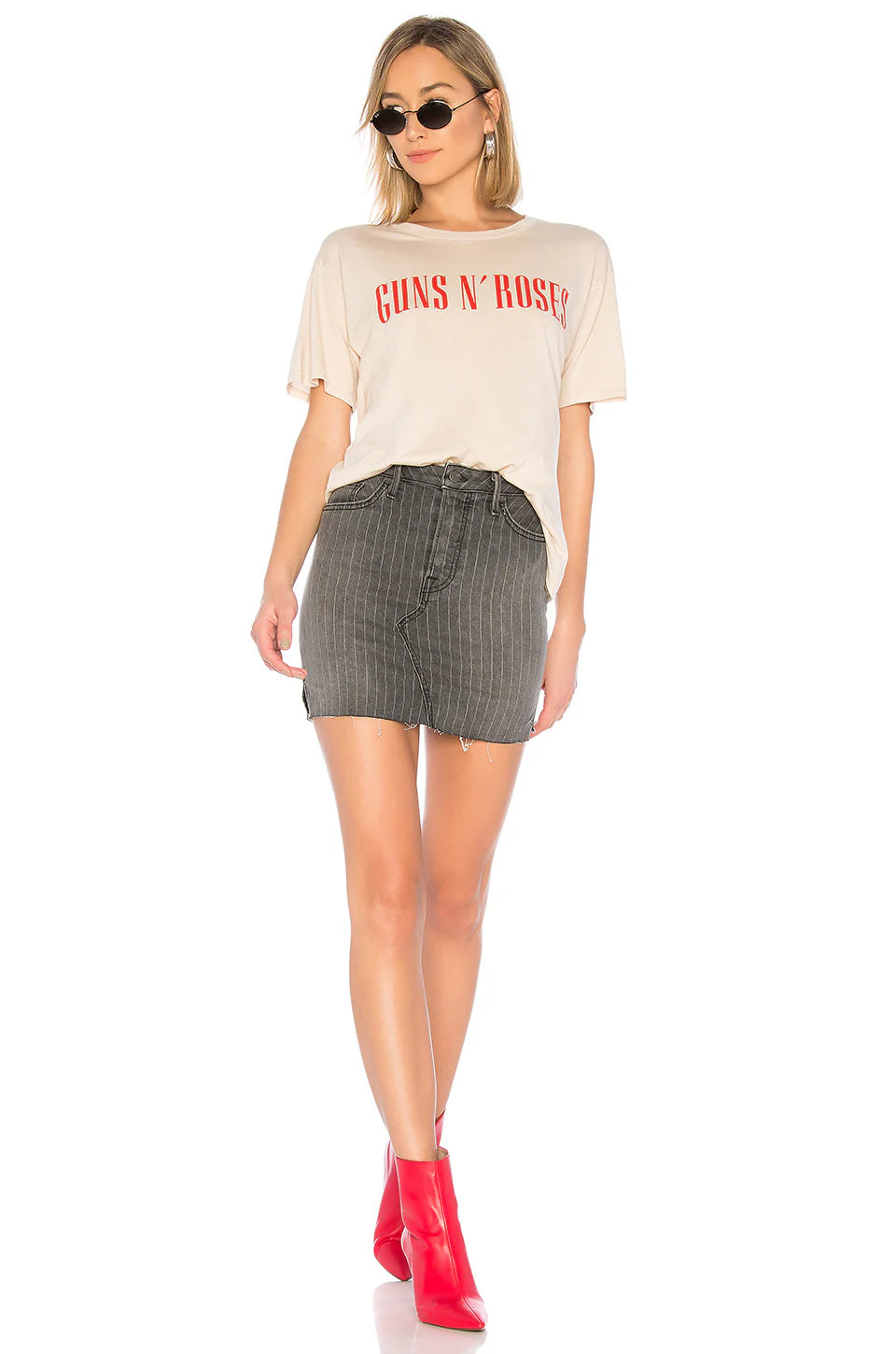 GRLFRND Women's Gray Blaire Negotiations Stripe Skirt