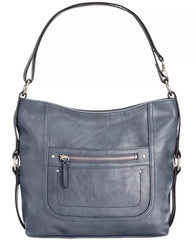 INC International Concepts Riverton Hobo Bag Medium in Navy with Silver Hardware