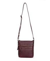 INC International Concepts Riverton Medium Crossbody in Wine with Gold Accents