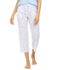 Charter Club Cotton Printed Cropped Pajama Shadow Stripe Lilac