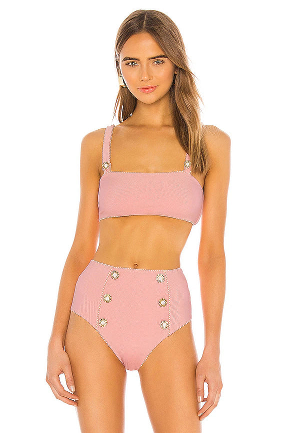 JONATHAN SIMKHAI Piped Luxe Strap Bikini Top in Cherry Blossom - Top Only
