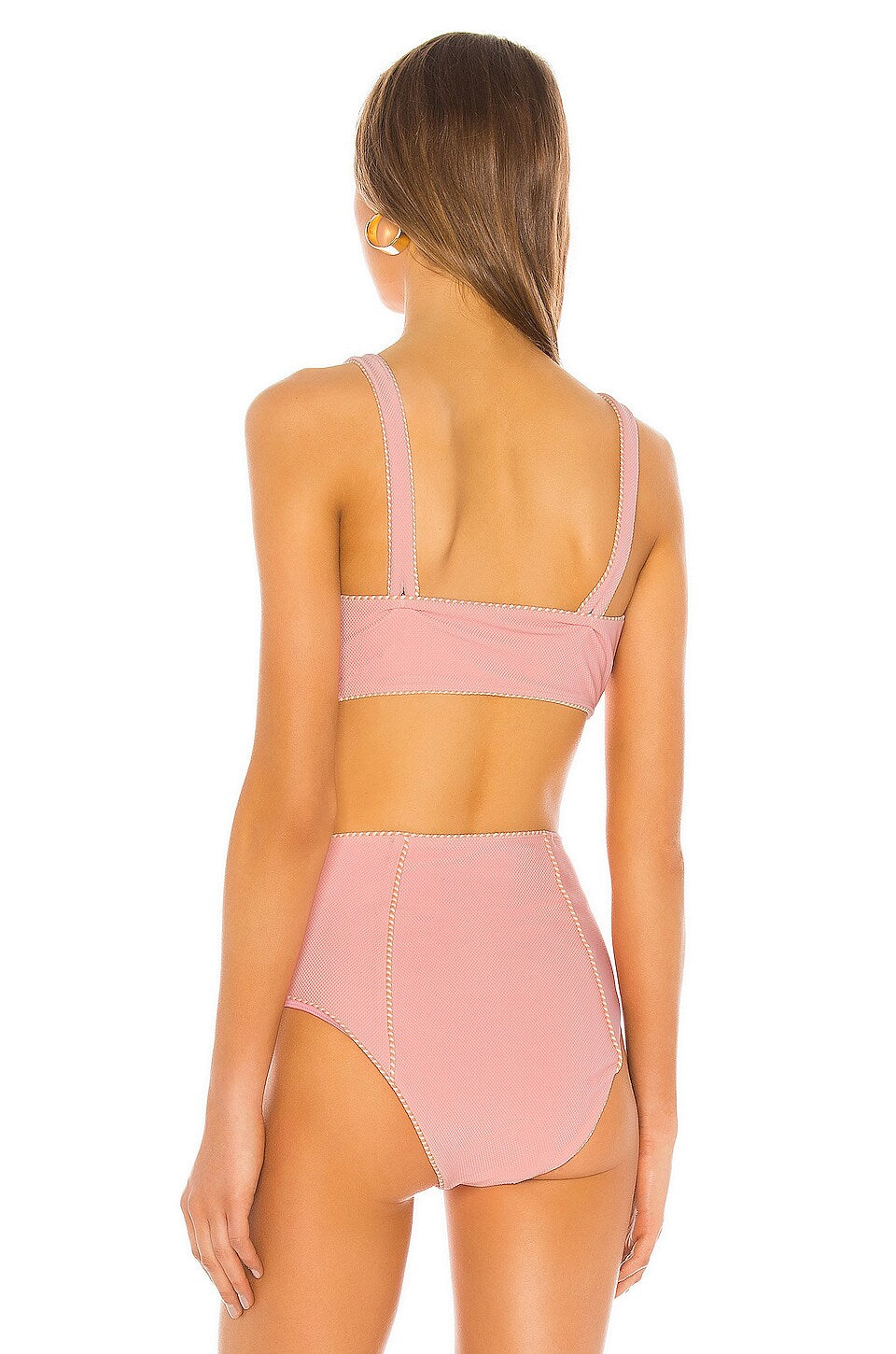 JONATHAN SIMKHAI Piped Luxe Strap Bikini Top in Cherry Blossom - Top Only
