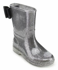 Jelly Beans Sparkly Silver Glitter Trad Kids Rain Boot