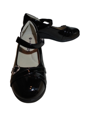 Easy Strider Black Patent Platform Mary Janes with Jeweled Heart
