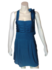 Minuet turquoise layered wrap dress/sewn gathers dress