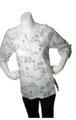 Stella Cove Girls’ White Shirt with 3/4 Sleeve and Swans, Size 8Yrs