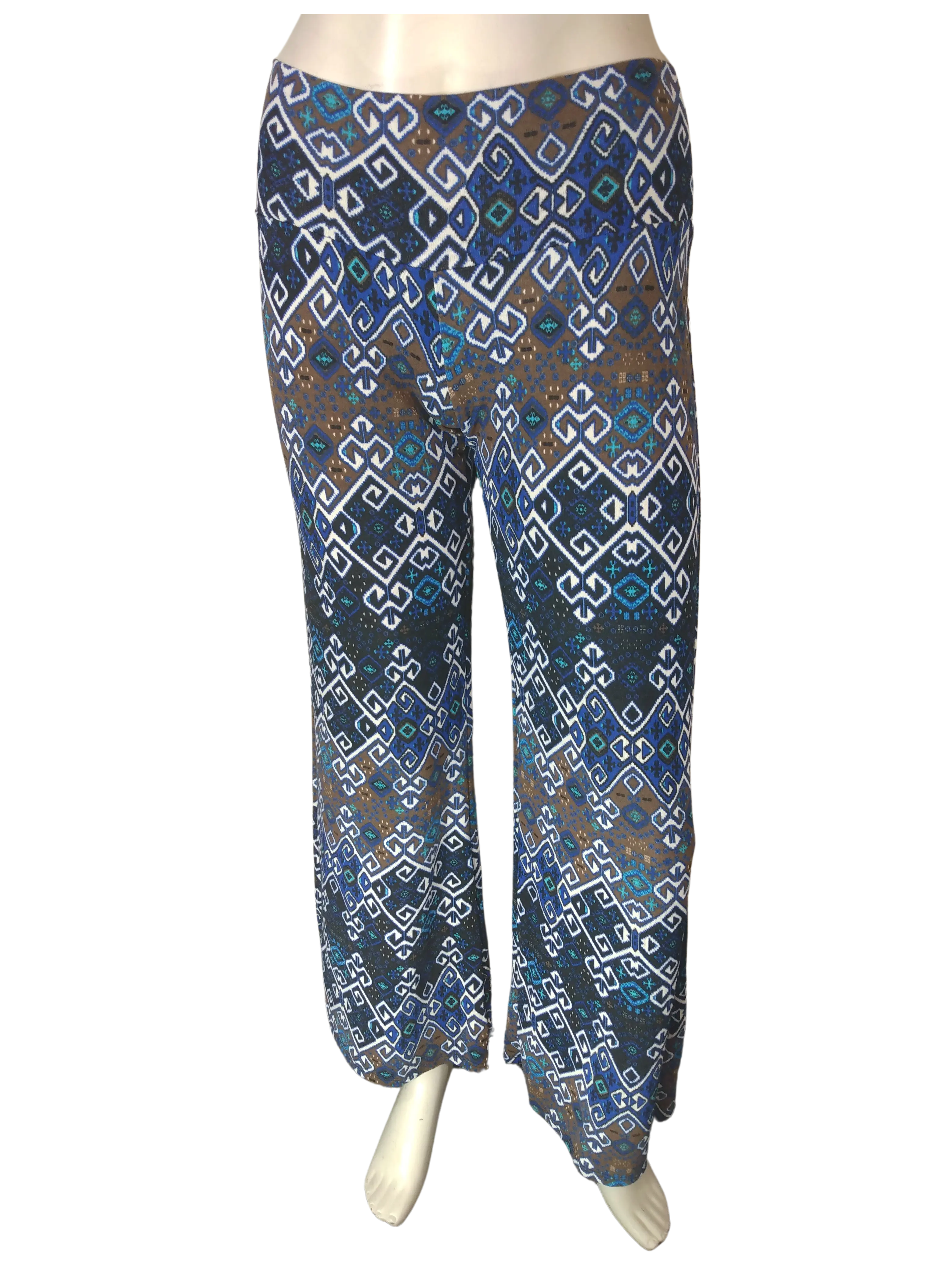 Yoyo5 Women’s Blue/Brown Flare Yoga Pant, Size Large