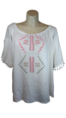 White/Pink Miss Lili Peasant Top
