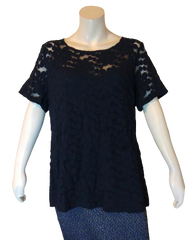 Navy INC Mesh Blouse