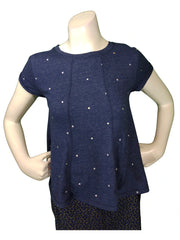 Cat & Jack Girls’ Nightfall Blue Top with Silver Dots – Size 6/6X Cotton Blend Long Sleeve Shirt