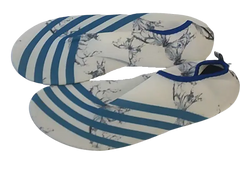Lekuni White & Blue Patterned Striped Watershoes (toes curl up)