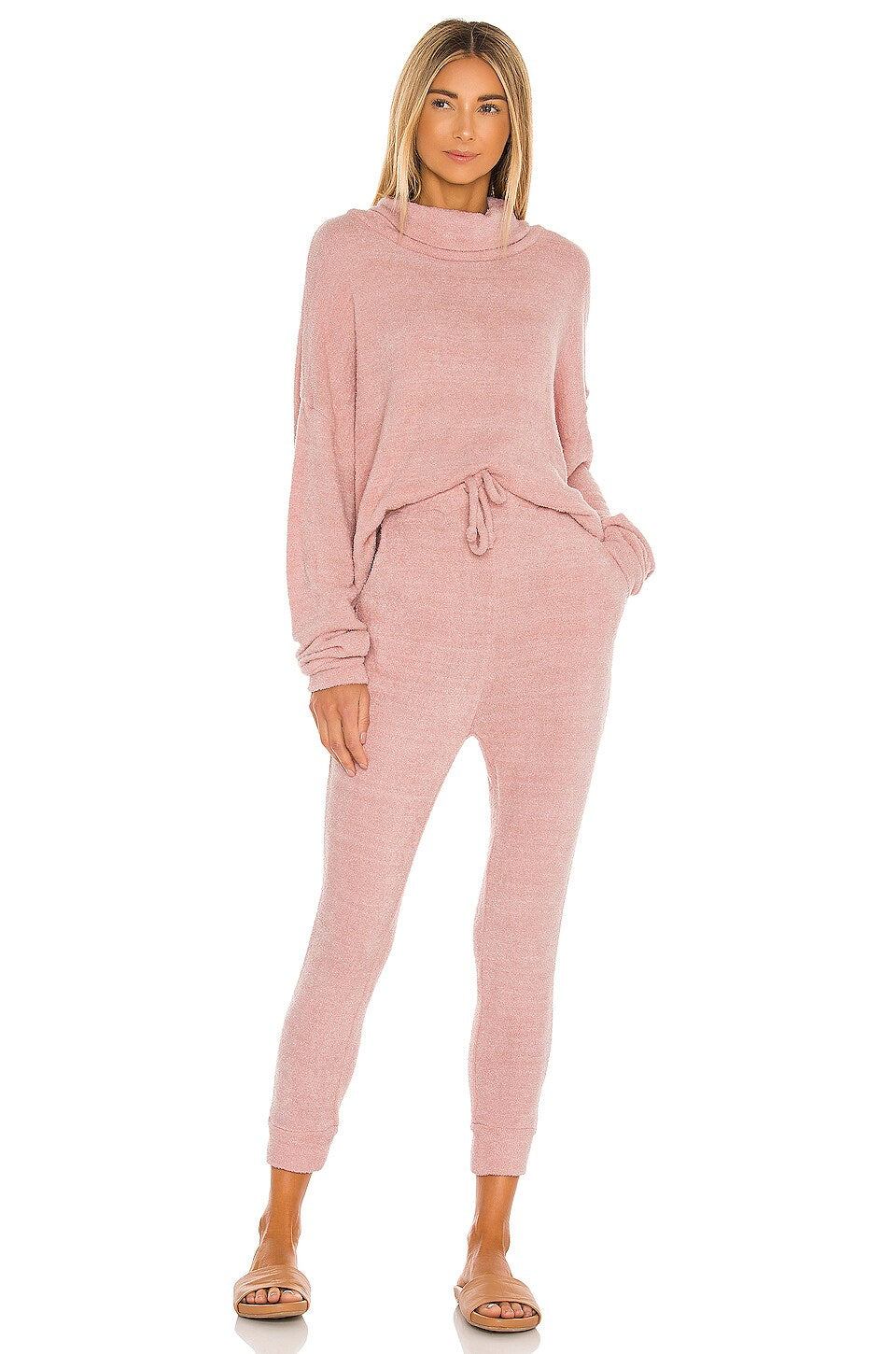 Mina Lisa Feather Knit Jogger in Blush