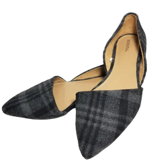Merona Grey & Black Women Ballet Flannel Quilted Plaid Flats size 8.5