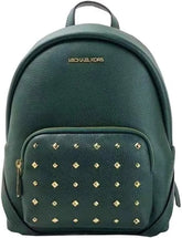 Michael Kors Erin Medium Pebbled Leather Studded Backpack in Racing Green