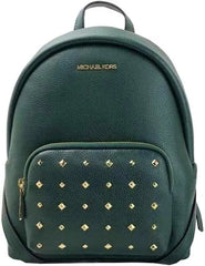 Michael Kors Erin Medium Pebbled Leather Studded Backpack in Racing Green
