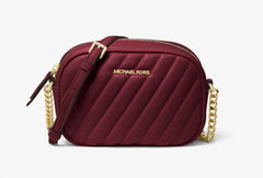Michael Kors Rose Small Oval Camera Crossbody Bag in Merlot with Gold-Tone Hardware