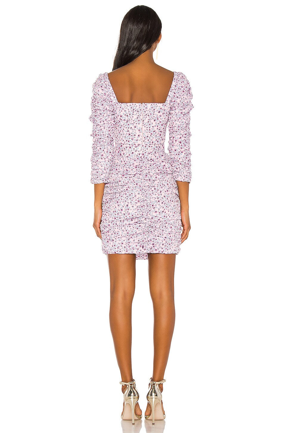 Nicholas X Revolve Ruched Mini Dress in Pink Poppy