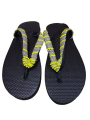 Beaded Unisex Flip Flop Silver Yellow Size 12.5 (measure 11")