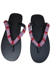 Beaded Unisex Flip Flop Lavendar Red Size 12.5 (measure 11")