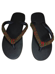 Beaded Unisex Flip Flop Green Red Size 12.5 (measure 11")