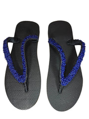 Beaded Unisex Flip Flop Blue Size 12.5 (measure 11")