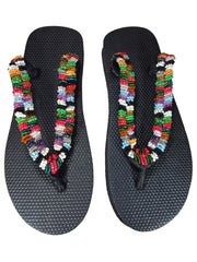 Beaded Unisex Flip Flop Multi Size 11 (measure 10.5")