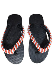 Beaded Unisex Flip Flop Orange White Size 9.5 (measure 10")