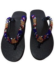 Beaded Unisex Flip Flop Multicolor Size 9.5 (measure 10")