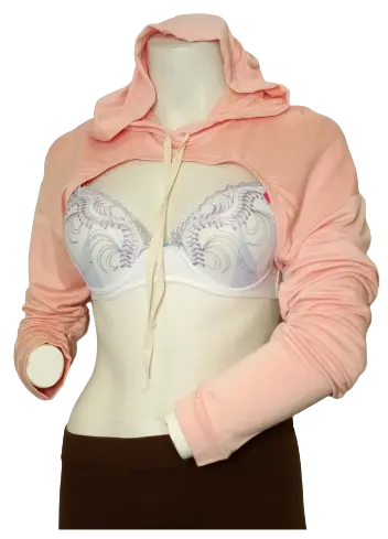 Glitz Women’s Peach Crop Top Hoodie, Size Medium