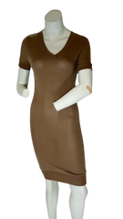 Zenana Outfitters Women’s Brown Short Sleeve Dress, Size Small