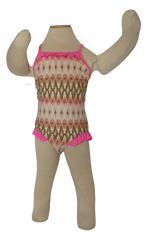 Pink/Brown "Ikat" Print Swimsuit