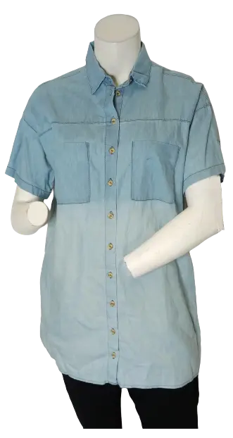 Mieeion Women’s Blue Short Sleeve Shirt, Size Small