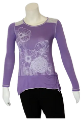Libertalia Girls’ Purple/White Long Sleeve Top with Flowers, Size Medium (10)