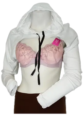 Glitz Women’s White Crop Top Hoodie, Size Large