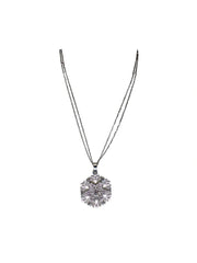 Silver Tone Rhinestone Snowflake Pendant Necklace – Diva General Winter Fashion Jewelry for Women