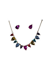 Gold Tone Rhinestone Earring & Necklace Set – Anne Klein Fashion Jewelry for Women