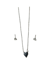 Unwritten Silver Tone Heart Necklace & Earring Set – Elegant Fashion Jewelry for Women