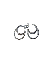 Lucky Brand Silver Tone 3-Band Flare Earrings – Modern Multi-Hoop Fashion Jewelry for Women