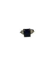 Silver Tone Blue Rhinestone Worn Band Ring β Fashion Jewelry for Women Diva Statement Accessory