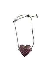 Holiday Lane Silver-Tone Rhinestone Heart Bolo Bracelet – Fashion Jewelry for Women
