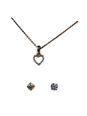 Michael Kors Gold-Tone Rhinestone Heart Necklace & Earrings Set – Fashion Jewelry for Women