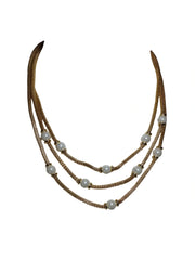 Lauren Ralph Lauren 3-Strand Faux Pearl Necklace – Gold-Tone Rope Fashion Jewelry for Timeless Elegance