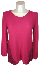 Style and Co. Red/Black Diagonal Stripe Edged Sweater