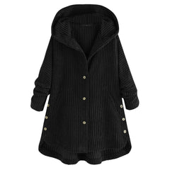 Smoke in the Mirror Black Ribbed Button-Up Hooded Jacket
